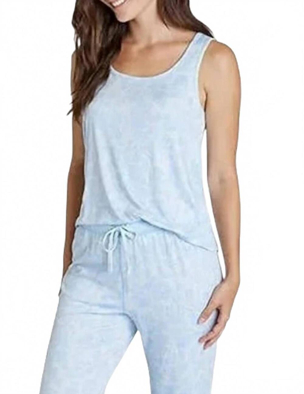 NEW EDDIE BAUER women's tank top and short set in blue woodland